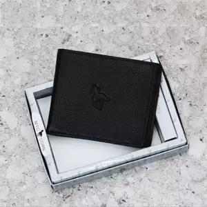 [하프클럽/]중지갑 반지갑 가죽 심플 남성 지갑 블랙