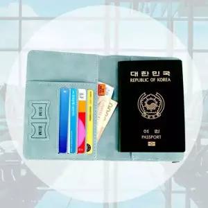 케이스 여권 해외여행 트레블 가죽 민트 RFID차단