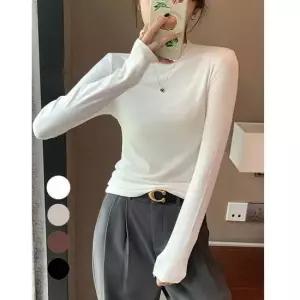 여성 데일리 얇은 무지 짧은 반목 티셔츠