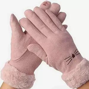 터치 냥이 하트 장갑 여성용 핑크 여자 여성 겨울 장갑 여성