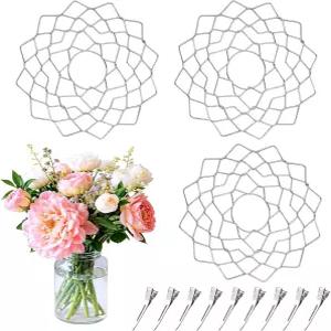 꽃병 인공 꽃꽂이용 꽃개구리 격자 꽃다발 줄기 홀더 이케바나 클립이 달린 켄잔 뚜껑 3개