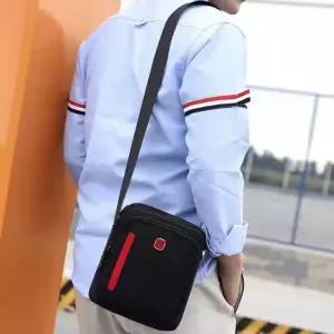 남성 깔끔한 지퍼형 칸막이 포켓 여행용 미니 사각 크로스백 가방 WFLP9W3
