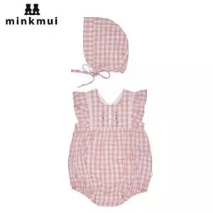 [밍크뮤][밍크뮤] 클린 체크 여아 바디수트 SET
