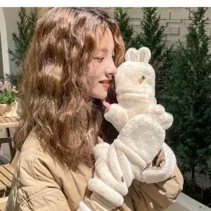 [하프클럽/]크리스마스 선물 토끼 플립 장갑 귀여운 겨울 투툼한 벙어리 니