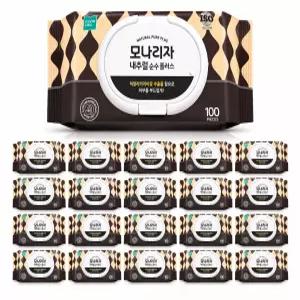 [10+10] 모나리자 내추럴 플러스 물티슈(캡형) 100매 총20팩