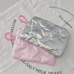 누빔 멀티파우치 리본 여성파우치 2색상 심플파우치 지퍼파우치 미니 파우치