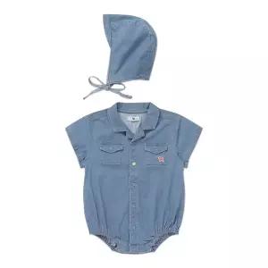[블루독베이비](BL)셔츠형 데님 바디수트 46313-604-01