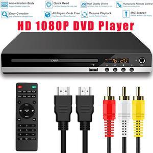 DVD 플레이어 HD 원격 제어 1080P 고화질 CD EVD VCD AV HDMI 출력 마이크 USB TV KTV용