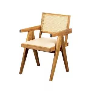 리젠우드H 씨루이 원목 PU 라탄 암체어