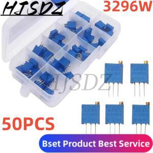 50PCS 3296W 멀티 턴 트리머 전위차계 키트 고정밀 가변 저항기 500R 1K 2K 5K 1M 신규