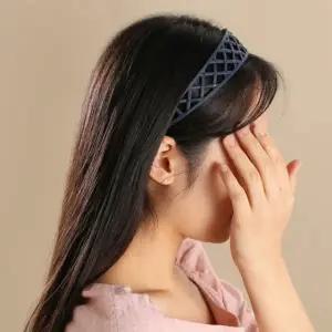 포인트머리띠 두꺼운머리띠 엔젤슈슈 큐빅 메쉬 네이비