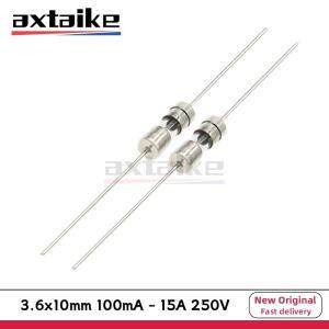 20PCS 3.6x10mm FUES 250V T  F F100mA 0.1A 1A 2A 3A 3.15A 4A 5A 6.3A 8A 시간 지연 고속 작동 퓨즈 리드