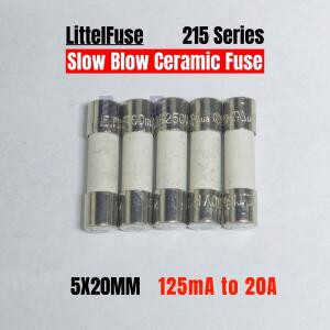 LF 215 타임 래그 슬로우 블로우 세라믹 퓨즈 250V 125MA 160MA 200MA 1A 2A 4A 5A 5 개