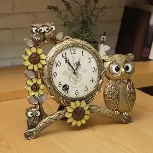 데일리데코 제또 엔틱 부엉이 무소음 탁상시계