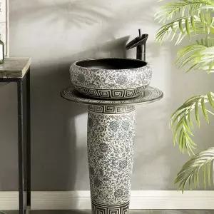 유럽식 빈티지세면대 수입 레트로 하부장 세면기 도자기 카페 도기 단일홀