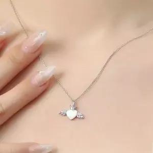 [하프클럽/](비쥬홀릭) 실버925 백금도금 자개 엔젤하트 목걸이
