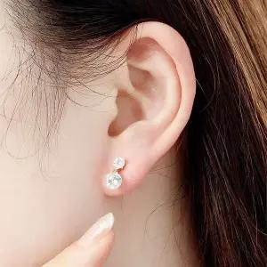 [하프클럽/](비쥬홀릭) 실버925 골드도금 다이아큐빅 은침 귀걸이