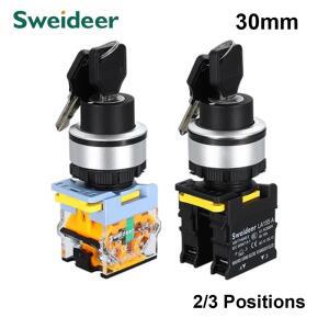 30mm 키 선택기 손잡이 스위치 푸시 버튼 전원 2 3 방향 순간 재설정 자동 잠금 켜기 끄기 시작 중지 12V24