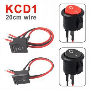 5Pcs 미니 소형 로커 스위치 12V 20A 2Pin SPST 소형 ON Off 토글 KCD1 20cm 라인 블랙
