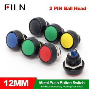 5단 미니 소형 소형 푸시 버튼 블랙 쉘 원형 헤드 ON OFF 순간 스위치 2핀 12mm 방수 전원 리셋 비잠금
