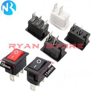 KCD11 로커 스위치 미니 소형 푸시 단추 ON-OFF 2 핀 3 3A 250VAC 6A 10x15mm 블랙 레드 화이트 100 개