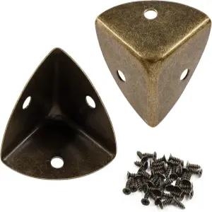 조르베이오 12pcs 앤티크 메탈 박스 코너 프로텍터 선반 가장자리 장식 가드 및 장착 나사(브론즈)가 있는