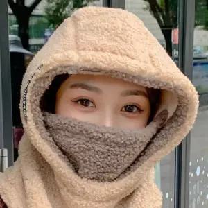 남여공용 퍼 후드 모자 부드러운 퍼 소재의 후드 마스크 방한모 한겨울 필수 방한 마스크