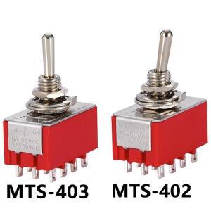 1PCS 12Pin 토글 스위치 빨간색 23 ON-ON DPDT 미니 소형 6A125V-2A250V AC MTS-402 푸시 버튼