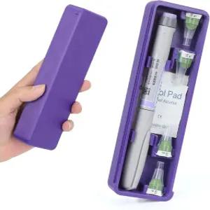 오젬픽 체중 감량 GLP-1 펜 여행 냉장고 또는 가정용 인슐린 케이스와 호환되는 던박스 보관함 보라색