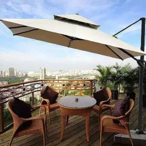 대형파라솔 아이보리 각도조절 신호등 고급 사각 3M 야외용 전원주택 옥상 정원 테라스 그늘막yza433