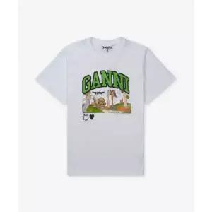 GANNI 베이직 저지 포피 C 릴렉스핏 반소매 티셔츠 - 화이트 / T42883575151
