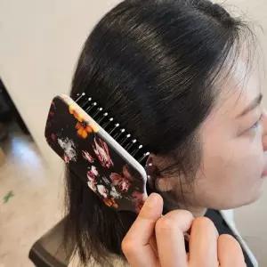 레트로 엔틱 꽃무늬 사각 헤어브러쉬 머리빗