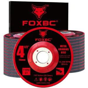앵글 그라인더용 FOXBC 4-1/2 인치 연삭 휠 금속 및 스테인리스 스틸용 알루미늄 산화물 디스크 타입 27