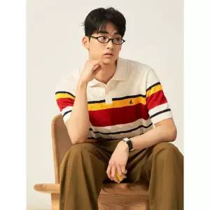 케이블 럭비 반팔 니트 - 아이보리 BC5451C600