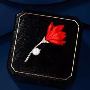꽃 5월 카네이션 붉은 스승의날 브로치 어버이날 특선 D형-WFNTRQT