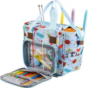 KOKNIT 크로셰 백팩 및 토트백 보관 가방 대용량 얀 정리 여행 여성용 액세서리 뜨개질 바늘