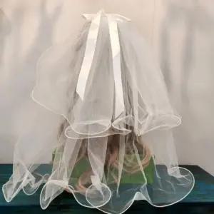 이중 셀프 웨딩 베일 여성 리본 면사포 블랙레이스 셀프웨딩 여자베일 5월 웨딩 결혼식