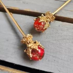 올림머리 장신구 한복 장식 집게빗 한국 전통 붉은 한복대회 웨딩 헤어장식 머리장식