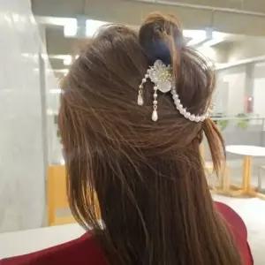 진주 큐빅 악세사리 올림머리 머리핀 고급 여성 반다나 리본헤어밴드 에스닉패턴
