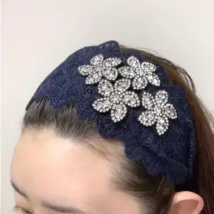 화려한 여성 레이스 머리띠 빅 큐빅 헤어밴드 레이스머리띠 가을 소품샵 굵은헤어밴드