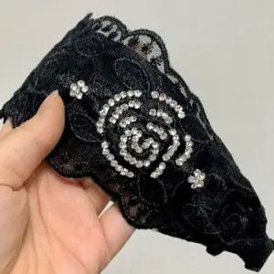 플라워큐빅머리띠 블랙 레이스헤어밴드 와이드 반다나 리본헤어밴드 에스닉패턴