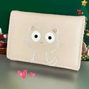 귀여운 고양이 캐릭터 3단 반지갑 학생 여성 미니지갑 고양이지갑 캐릭터지갑 반지갑