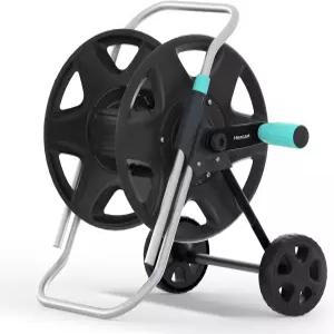 가든 호스 릴 카트 바퀴가 달린 메탈 헤비 듀티 휴대용 50-120피트 길이의 야외 뒷마당 정원 또는 잔디밭을