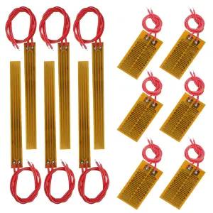 12pcs 필름 히터 플레이트 접착 패드 12V 7W PI 발열체 스트립 폴리이미드 12W 15cm/5.9인치 와이어 포함