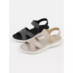 [하프클럽/]빅사이즈 여성 밴딩 스트랩 샌들 3cm