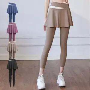 여성 4컬러 절개 레깅스 일체형 스커트 요가 필라테스