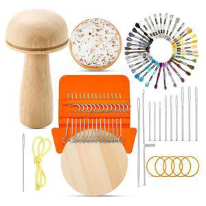 호환 ABBP-미니 양말용 다닝 버섯 모양 바늘 세트 14개 - 소형 스피드위브 스타일 직조기 대형 눈바늘 9개