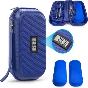 CASAZEN 인슐린 쿨러 여행 케이스 TSA 승인 온도 표시가 있는 냉장 의약품 손목 스트랩 및 재사용 가능한