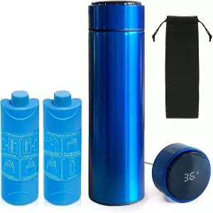 Ganencsnc 비전기 여행 쿨러 디지털 디스플레이 재사용 가능한 젤 스 팩 경량 디자인 블루