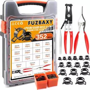 펜치가 포함된 Fuzbaxy 352Pcs 스프링 밴드 호스 클램프 모음 키트 연료 라인 실리콘 진공 저압 공기 DIY